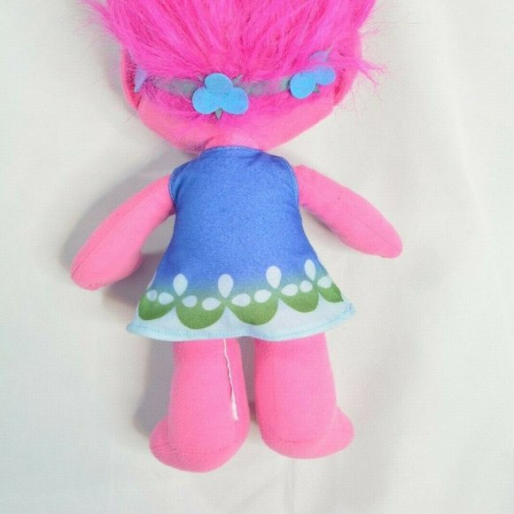DREAMWORKS POPPY TROLL Stuffed Plush Doll HOT PINK BIG HAIR 18" Soft Toy w Dress - Picture 3 of 4